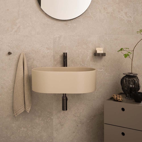 Immagine di Cielo OTIS lavabo ovale sospeso, monoforo, colore lino finitura opaco OTLSLN