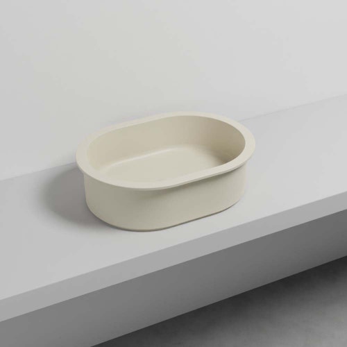 Immagine di Cielo I CATINI bacinella tonda Ø 55 cm, da appoggio, senza troppopieno, colore lino finitura opaco CALAO55LN