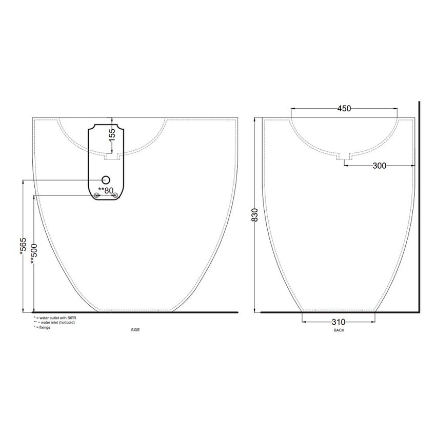 Immagine di Cielo LE GIARE lavabo freestanding installazione a parete, colore bianco finitura lucido LGFREE