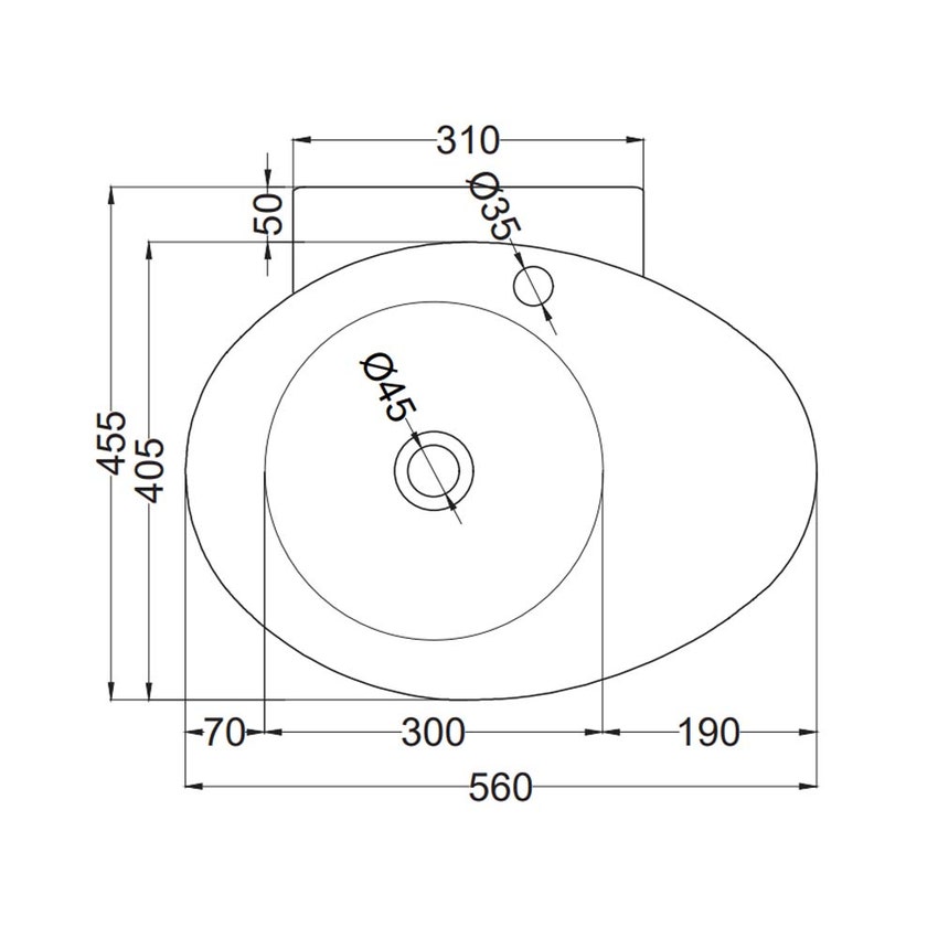Immagine di Cielo LE GIARE lavabo sospeso H. 35 x 56 x 45 cm, colore bianco finitura lucido LGLS56