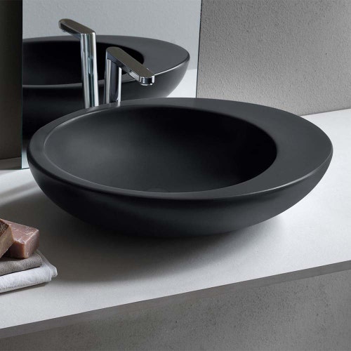 Immagine di Cielo LE GIARE lavabo da appoggio H. 14.5 x 60 x 45 cm, colore basalto finitura opaco LGLA60BA