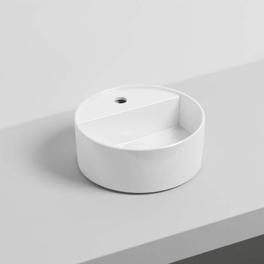 Immagine di Cielo LES PETITES lavabo tondo Ø 28 cm monoforo, da appoggio, senza troppopieno, colore bianco finitura lucido LPLAT