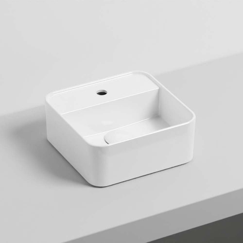 Immagine di Cielo LES PETITES lavabo quadrato monoforo, da appoggio, senza troppopieno, colore bianco finitura lucido LPLAQ