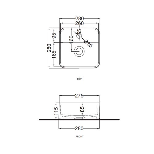 Immagine di Cielo LES PETITES lavabo quadrato monoforo, da appoggio, senza troppopieno, colore bianco finitura lucido LPLAQ