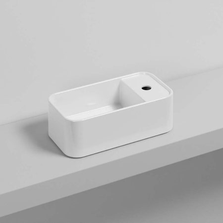 Immagine di Cielo LES PETITES lavabo rettangolare monoforo, da appoggio, senza troppopieno, colore bianco finitura lucido LPLAR