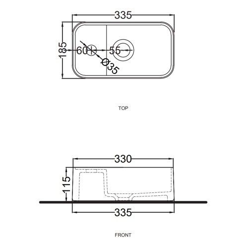 Immagine di Cielo LES PETITES lavabo rettangolare monoforo, da appoggio, senza troppopieno, colore bianco finitura lucido LPLAR