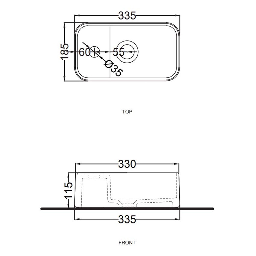 Immagine di Cielo LES PETITES lavabo rettangolare monoforo, da appoggio, senza troppopieno, colore bianco finitura lucido LPLAR