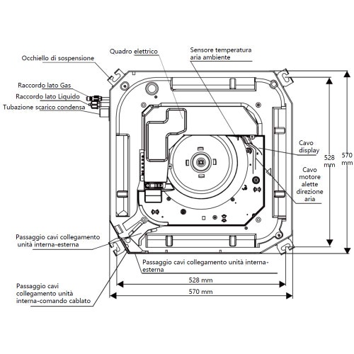 Immagine di TCL CASSETTE 4 VIE 60x60 Climatizzatore a cassetta monosplit Wi-Fi | unità esterna 2.6 kW unità interna 9000 BTU MN09SS2+NPAN60S1+ST09P0