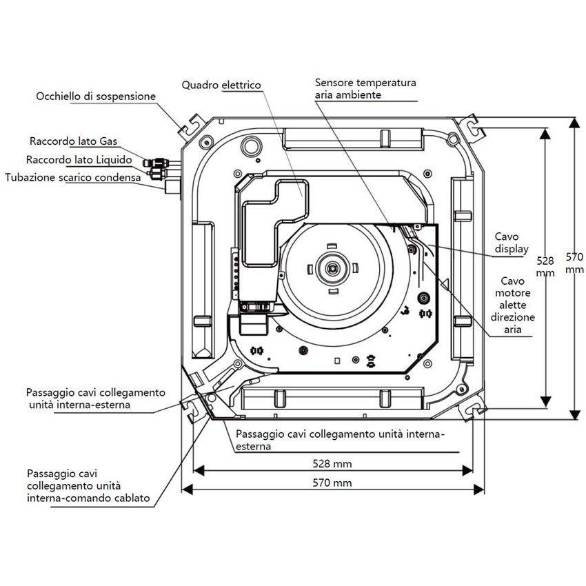 Immagine di TCL CASSETTE 4 VIE 60x60 Climatizzatore a cassetta monosplit Wi-Fi | unità esterna 2.6 kW unità interna 9000 BTU MN09SS2+NPAN60S1+ST09P0