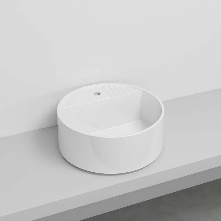Immagine di Cielo ARCADIA lavabo tiberino tondo, monoforo, colore bianco finitura lucido TILA