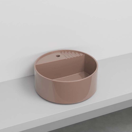 Immagine di Cielo ARCADIA lavabo tiberino tondo, monoforo, colore ninfea finitura lucido TILANI