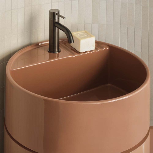 Immagine di Cielo ARCADIA lavabo tiberino tondo, monoforo, colore ninfea finitura lucido TILANI