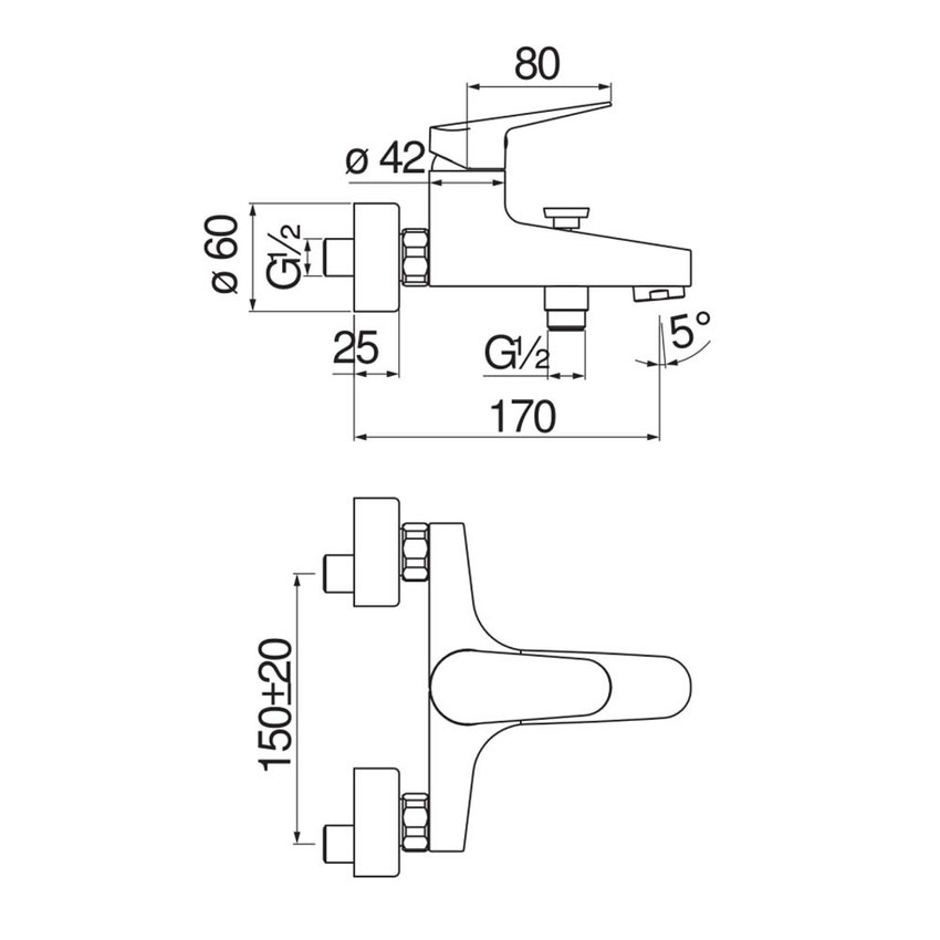 Immagine di Nobili BLUES miscelatore monocomando esterno per vasca, con deviatore, finitura cromo BS101110/1CR
