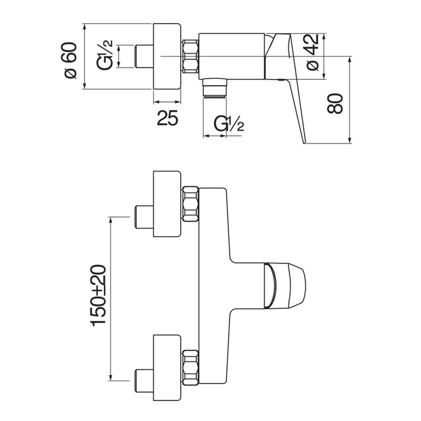 Immagine di Nobili BLUES miscelatore monocomando esterno per doccia, finitura cromo BS101130CR