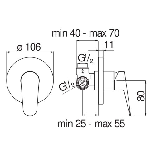 Immagine di Nobili BLUES miscelatore monocomando ad incasso a 1 via per doccia, finitura cromo BS101108CR