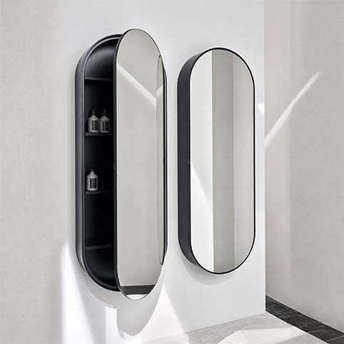 Immagine di Cielo ARCADIA ELIO SLIM specchio contenitore, reversibile dx\sx, con scocca laccata, colore cemento finitura opaco SPELSCLCM