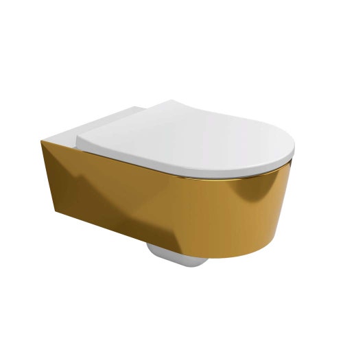 Immagine di Flaminia LINK vaso sospeso con sistema goclean®, senza sedile, interno colore bianco finitura lucido, esterno finitura oro 5051/WCGOR