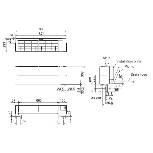 Immagine di Mitsubishi MSZ-LN Kirigamine Style R32 Climatizzatore a parete trial split inverter Wi-Fi pearl white | unità esterna 7.2 kW unità interne 9000+9000+9000 BTU MXZ-4F72VF+MSZ-LN[25|25|25]VG2V