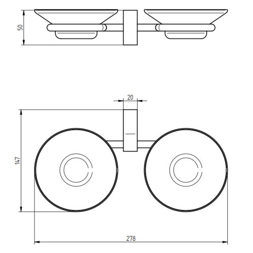 Immagine di Bellosta BABY S porta sapone doppio da parete, finitura cromo 01-7057