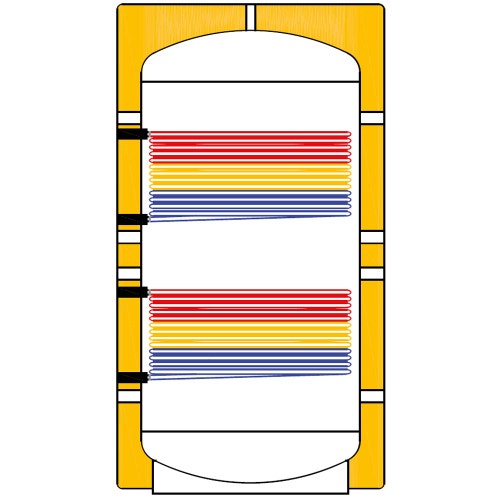 Immagine di ACV TST P 3E 1000 Puffer con produzione ACS a doppio serpentino, 1000 litri, con isolamento in poliestere morbido fornito assemblato 003221