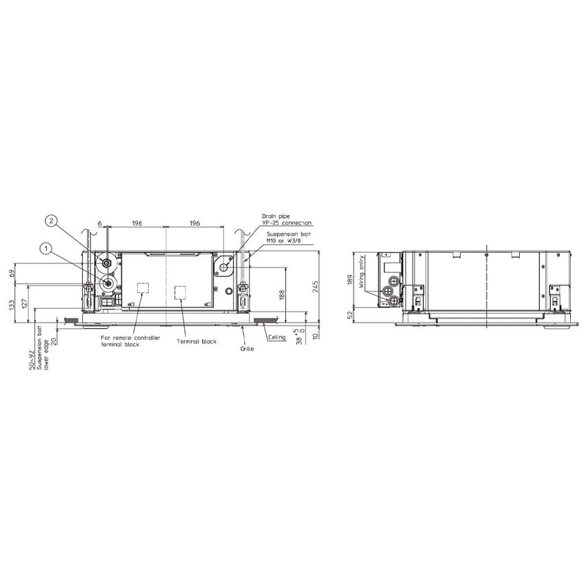 Immagine di Mitsubishi SLZ-M Cassetta a 4 vie R32 Climatizzatore a cassetta quadri split inverter | unità esterna 12 kW unità interne 9000+9000+9000+9000 BTU MXZ-6F120VF+SLZ-M[25|25|25|25]FA2