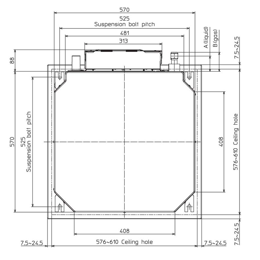 Immagine di Mitsubishi SLZ-M Cassetta a 4 vie R32 Climatizzatore a cassetta quadri split inverter | unità esterna 12 kW unità interne 9000+9000+9000+9000 BTU MXZ-6F120VF+SLZ-M[25|25|25|25]FA2