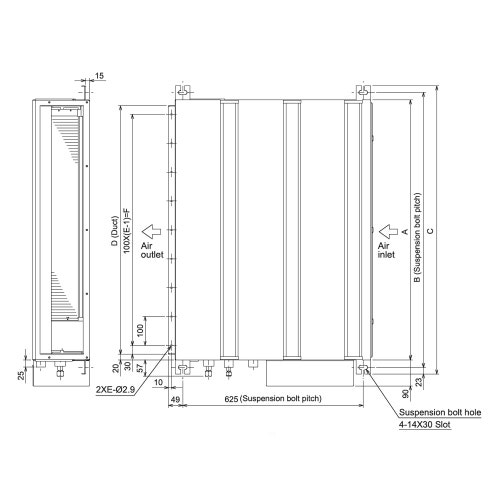 Immagine di Mitsubishi SEZ-M Canalizzabile compatta R32 Climatizzatore canalizzabile dual split inverter | unità esterna 7.2 kW unità interne 9000+9000 BTU MXZ-4F72VF+SEZ-M[25|25]DA2