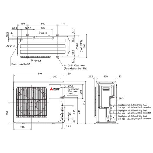 Immagine di Mitsubishi MSZ-AY R32 Climatizzatore a parete trial split inverter Wi-Fi bianco | unità esterna 5.4 kW unità interne 9000+9000+9000 BTU MXZ-3F54VF+MSZ-AY[25|25|25]VGKP