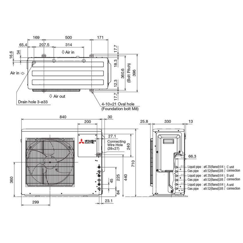Immagine di Mitsubishi MSZ-AY R32 Climatizzatore a parete trial split inverter Wi-Fi bianco | unità esterna 5.4 kW unità interne 9000+9000+9000 BTU MXZ-3F54VF+MSZ-AY[25|25|25]VGKP