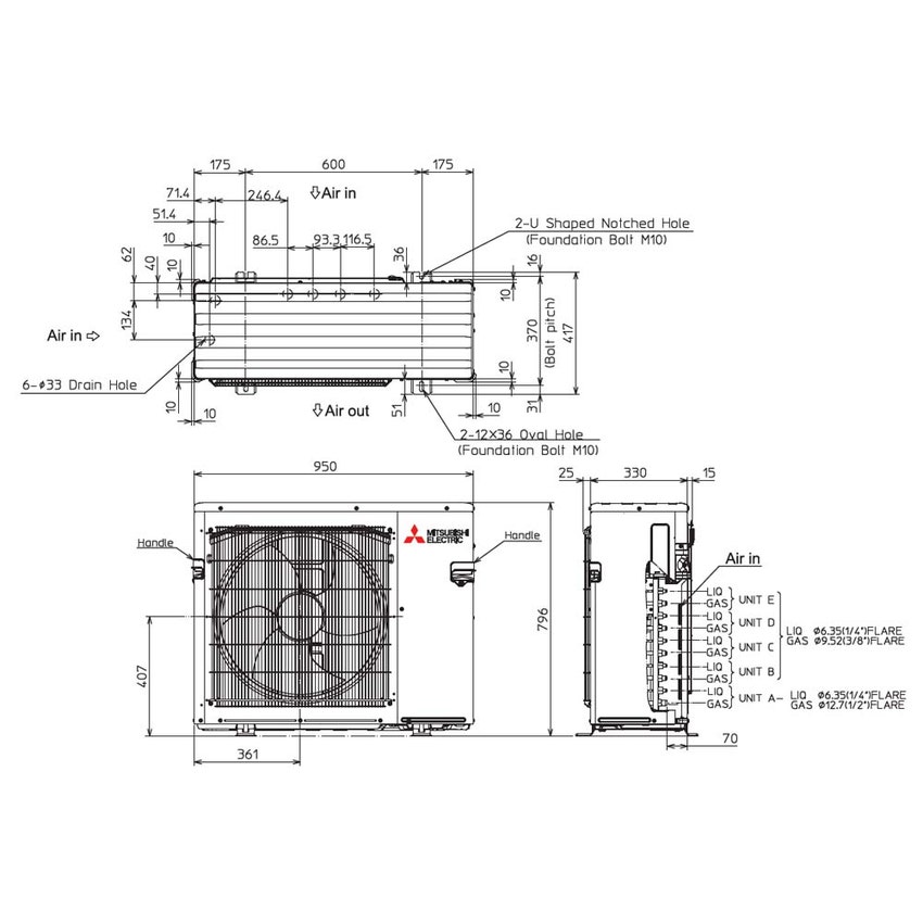 Immagine di Mitsubishi SFZ-M R32 Climatizzatore parete/pavimento quadri split inverter | unità esterna 10.2 kW unità interne 9000+9000+12000+18000 BTU MXZ-5F102VF+SFZ-M[25|25|35|50]VA