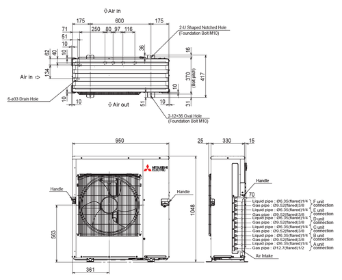 Immagine di Mitsubishi SLZ-M Cassetta a 4 vie R32 Climatizzatore a cassetta quadri split inverter | unità esterna 12 kW unità interne 9000+9000+9000+9000 BTU MXZ-6F120VF+SLZ-M[25|25|25|25]FA2