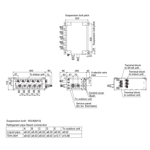 Immagine di Mitsubishi Branch Box 5 attacchi per unità esterne serie PUMY-P/SP R410 PAC-MK54BC