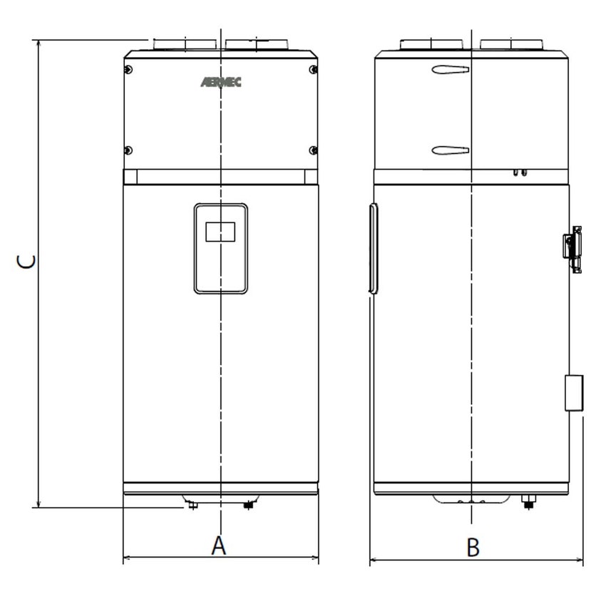 Immagine di Aermec SHW080 Pompa di calore con accumulo ACS 82 litri, Installazione a muro SHW080