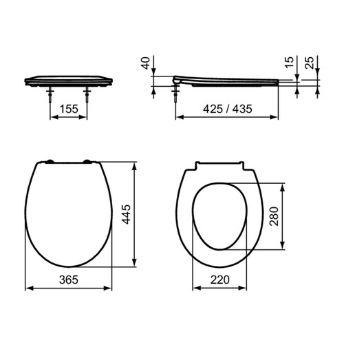 Immagine di Ideal Standard EUROVIT sedile con cerniere in plastica, bianco E131601