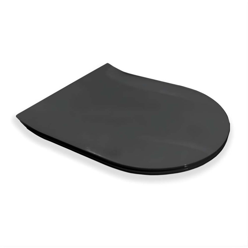 Immagine di Hatria FUTURA set sanitari sospesi, vaso Pure Vortex, senza brida con sedile a discesa rallentata e bidet monoforo, colore nero finitura opaco A0Y9BA02+00Y9D502+A0Y9B802