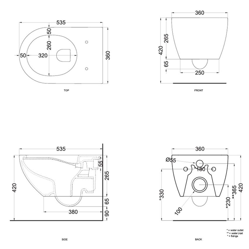 Immagine di Cielo ENJOY PRO vaso sospeso, rimless 2.0.1, senza brida e senza sedile, completo di fissaggi, colore bianco finitura lucido EJVSKP