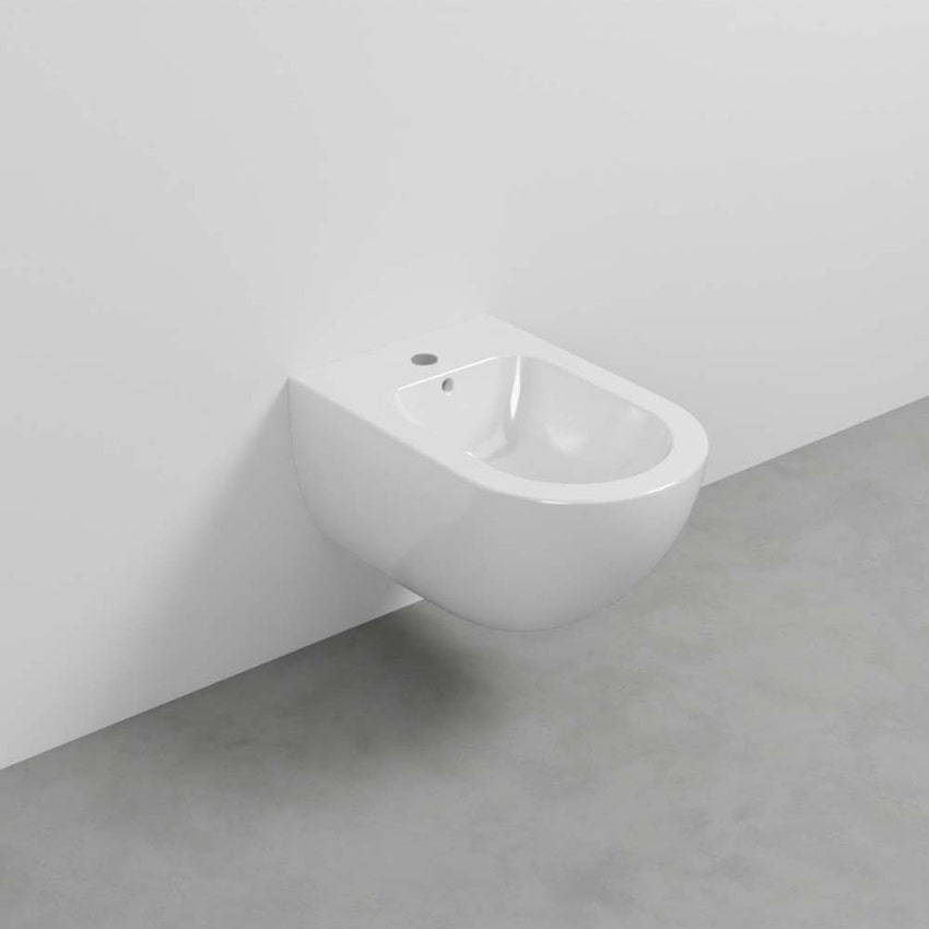 Immagine di Cielo ENJOY PRO bidet sospeso, monoforo, con troppopieno, completo di fissaggio, colore bianco finitura lucido EJBSP