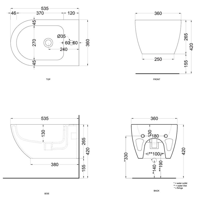 Immagine di Cielo ENJOY PRO bidet sospeso, monoforo, con troppopieno, completo di fissaggio, colore bianco finitura lucido EJBSP
