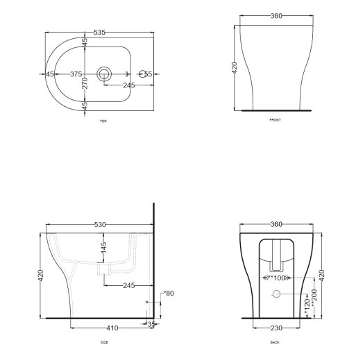 Immagine di Cielo ENJOY PRO bidet a terra, monoforo, con troppopieno, completo di fissaggio, colore bianco finitura lucido EJBIP