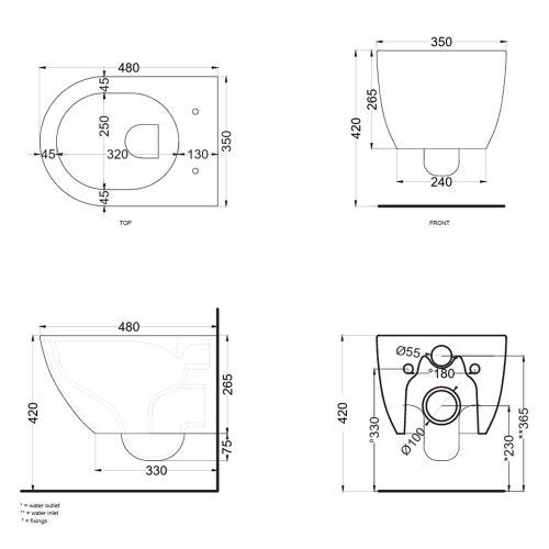 Immagine di Cielo ENJOY MINI vaso sospeso, senza brida e senza sedile, completo di fissaggi, colore bianco finitura lucido EJVSKR