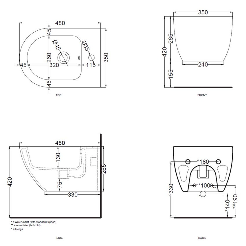 Immagine di Cielo ENJOY MINI bidet sospeso, monoforo, con troppopieno, completo di fissaggio, colore bianco finitura lucido EJBSR