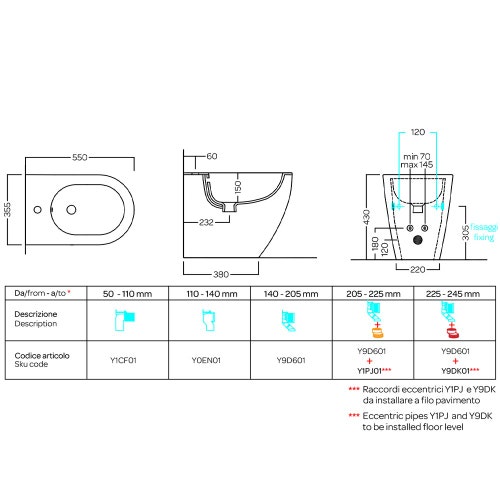 Immagine di Hatria CENTRICA bidet a terra, colore bianco finitura lucido 00Y9DA01