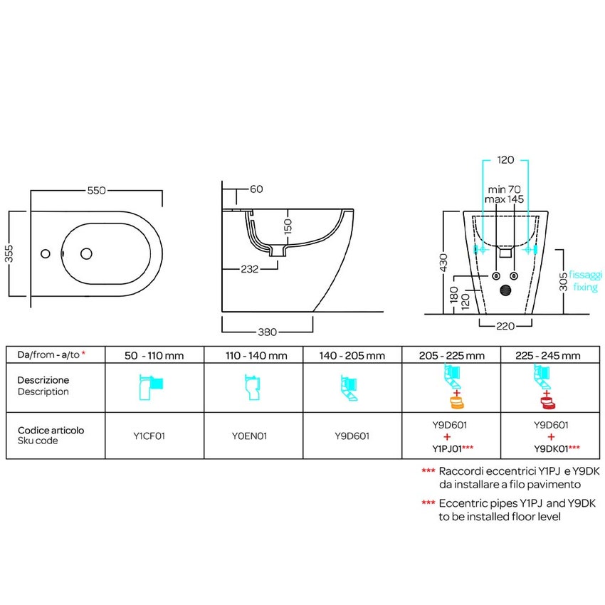 Immagine di Hatria CENTRICA bidet a terra, colore bianco finitura lucido 00Y9DA01