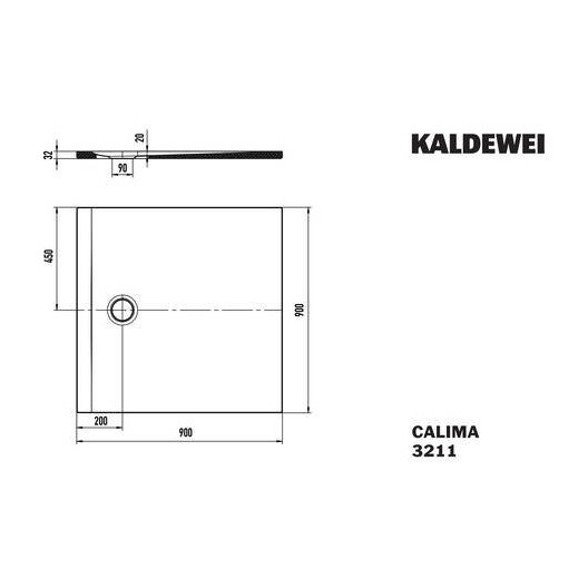 Immagine di Kaldewei CALIMA piatto doccia quadrato 90 cm, con Invisible Grip, colore bianco alpino finitura lucido 321111111001