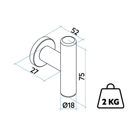 Immagine di Irsap TUBE 18 appendino con aggancio MAGNETICO, colore bianco standard finitura lucido Cod.01 BUPTU75IRM01