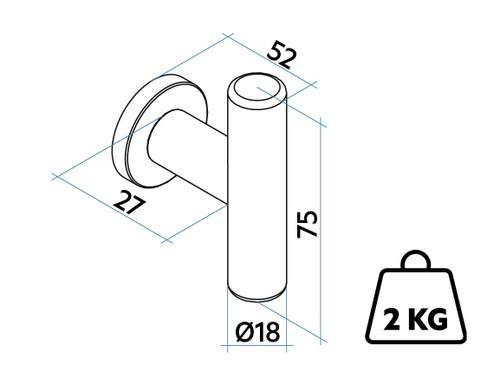 Immagine di Irsap TUBE 18 appendino con aggancio MAGNETICO, colore bianco standard finitura lucido Cod.01 BUPTU75IRM01
