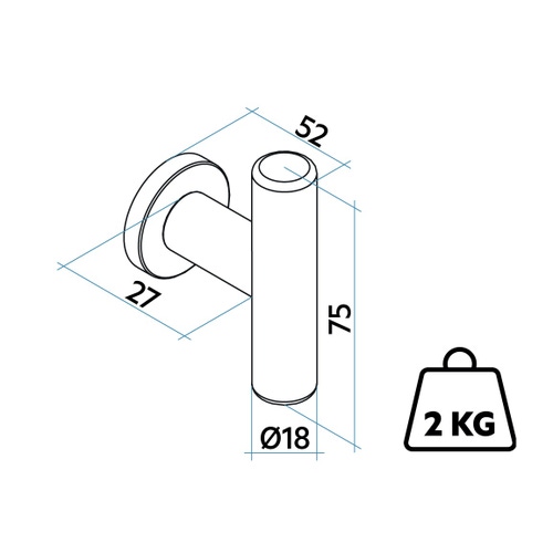 Immagine di Irsap TUBE 18 appendino con aggancio MAGNETICO, colore bianco standard finitura lucido Cod.01 BUPTU75IRM01