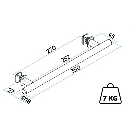 Immagine di Irsap TUBE 18 portasalviette L.35 cm interasse 27 cm con aggancio universale ONE FIX, colore bianco standard finitura lucido Cod.01 BTB3527IRE01
