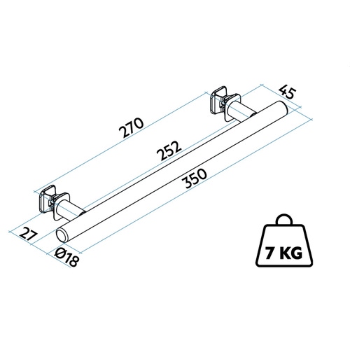 Immagine di Irsap TUBE 18 portasalviette L.35 cm interasse 27 cm con aggancio universale ONE FIX, colore bianco standard finitura lucido Cod.01 BTB3527IRE01