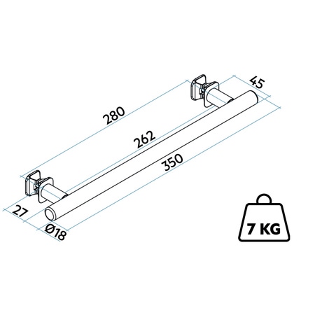Immagine di Irsap TUBE 18 portasalviette L.35 cm interasse 28 cm con aggancio universale ONE FIX, colore bianco standard finitura lucido Cod.01 BTB3528IRE01